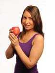 Woman holding apple