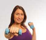 Woman holding dumbbells