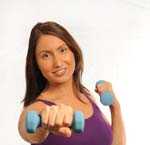 Woman holding dumbbells