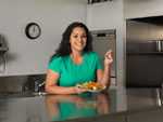 Woman eating a salad