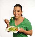 Woman eating a salad