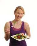 Woman eating a salad