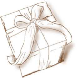 Illustration of a wrapped gift box with ribbon