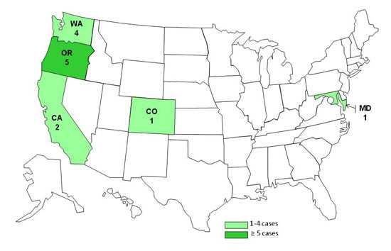 Infected with the outbreak strain of Salmonella Panama, by state