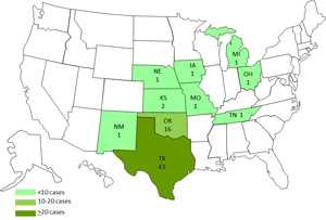 Persons infected with the outbreak strain of Salmonella Enteritidis, by state