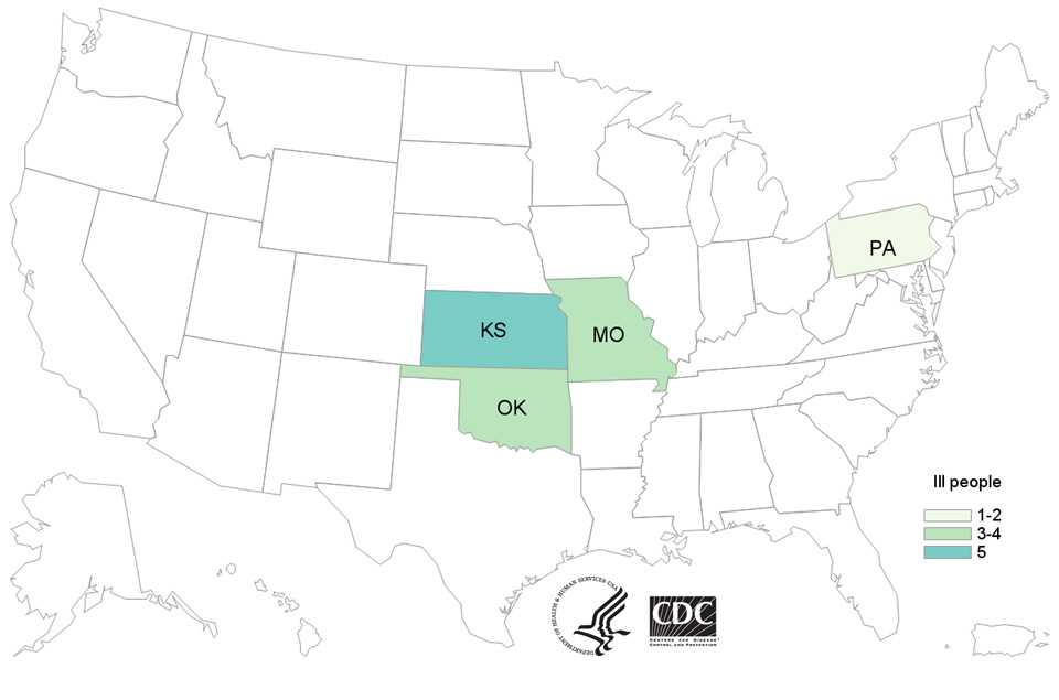 People infected with the outbreak strain of Salmonella Muenchen, by state of residence, as of February 22, 2016