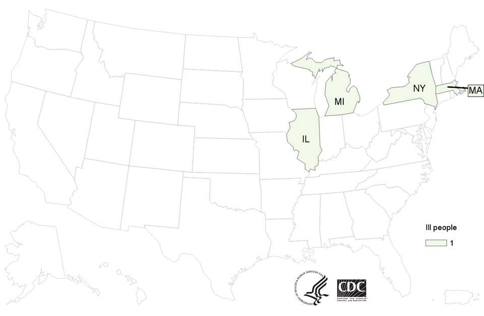 People infected with the outbreak strains of Salmonella Newport & Infantis, by state of residence, as of September 11, 2017