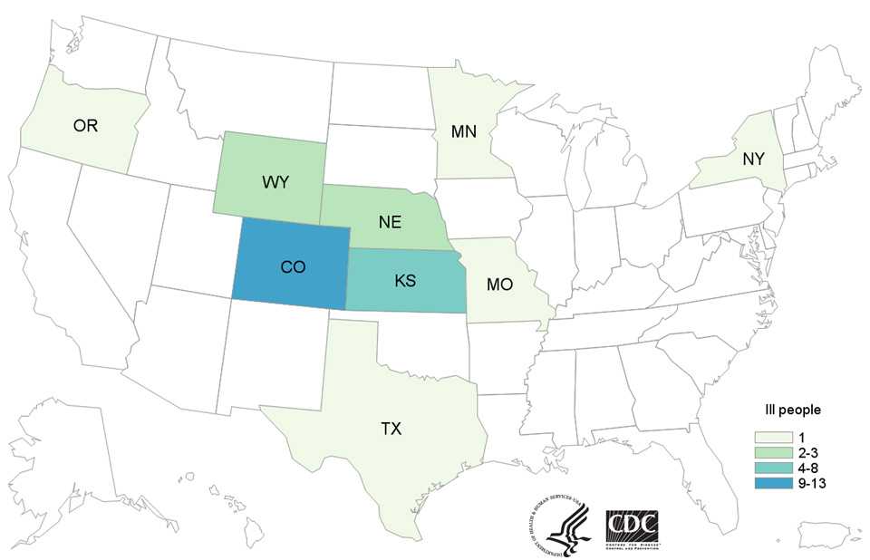 People infected with the outbreak strains of Salmonella Reading or Salmonella Abony, by state of residence, as of August 4, 2016