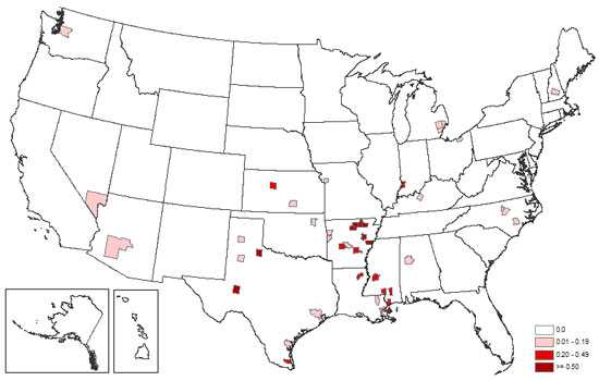 St. Louis Encephalitis cases reported by county