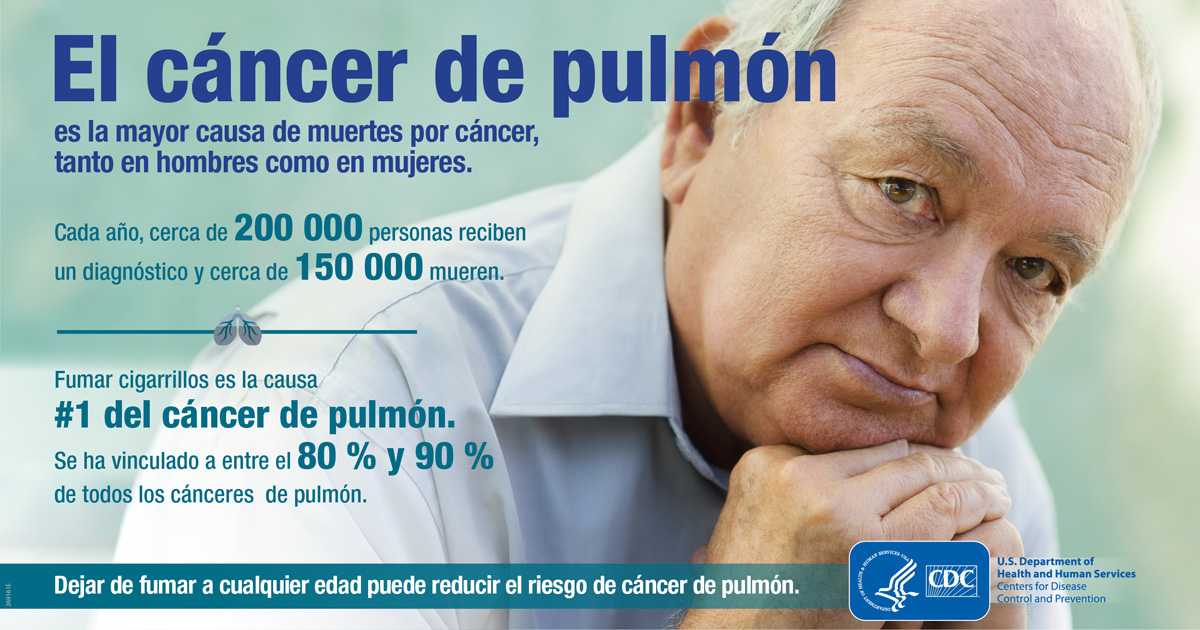 El cáncer de pulmón es la mayor causa de muertes por cáncer, tanto en hombres como en mujeres. Cada año, cerca de 200,000 personas reciben un diagnóstico y cerca de 150,000 mueren. Fumar cigarrillos es la causa número 1 del cáncer de pulmón. Se ha vinculado a entre el 80 y 90 porciento de todos los cánceres de pulmón. Dejar de fumar a cualquier edad puede reducir el risgo de cáncer de pulmón.