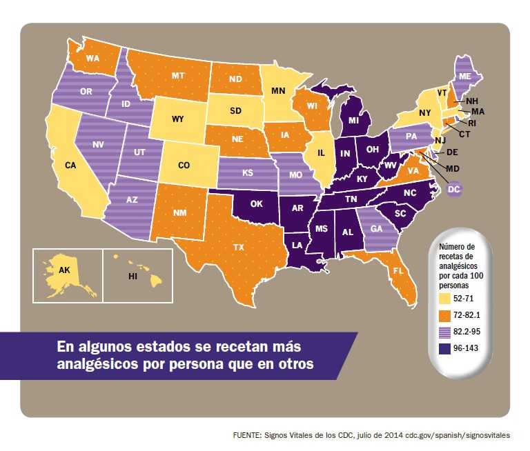 Infografía: En algunos estados se recetan más analgésicos por persona que en otros.