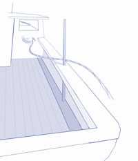 Figura 2. Un guiacabos instalado sobre la cubierta que "guía" la línea hacia afuera de la embarcación y minimiza el área donde la línea pudiera crear una situación de peligro. Ilustración de Media Stream.