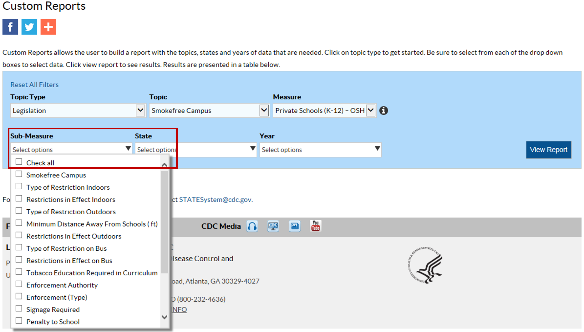 Viewing a report in Custom Reports