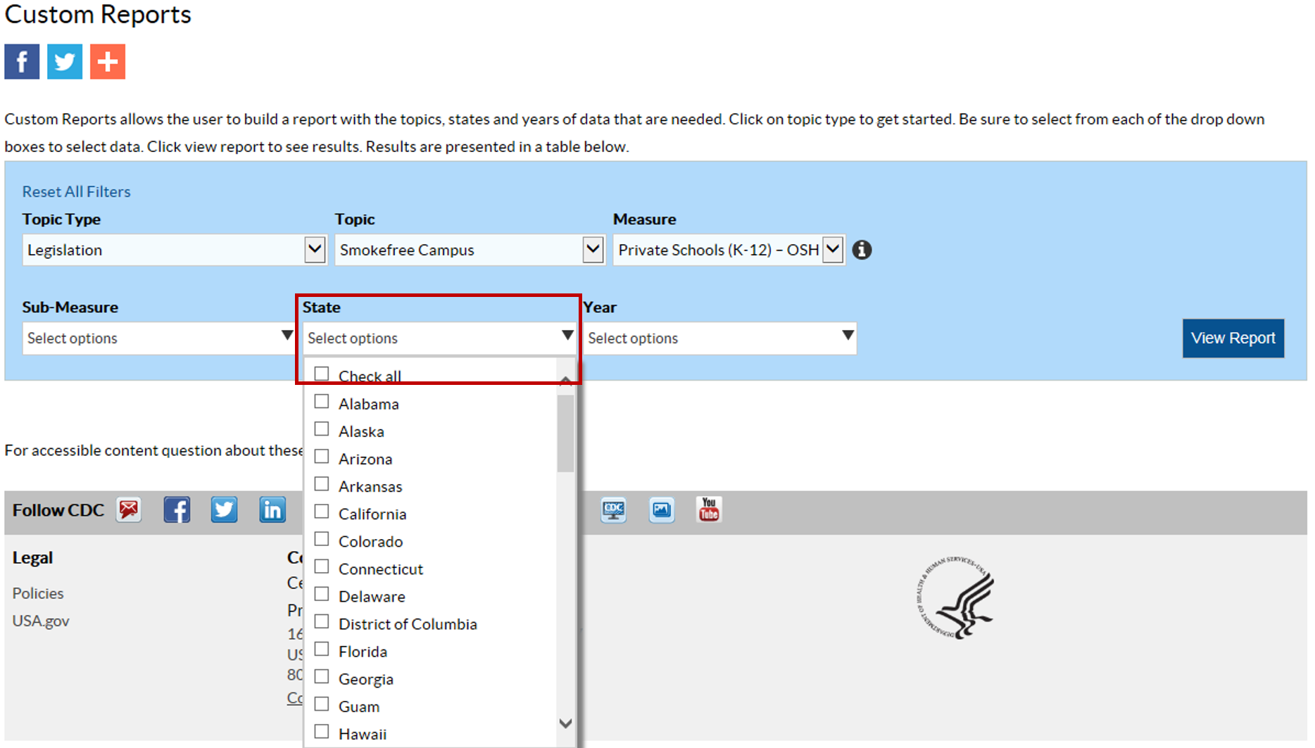 Viewing a report in Custom Reports