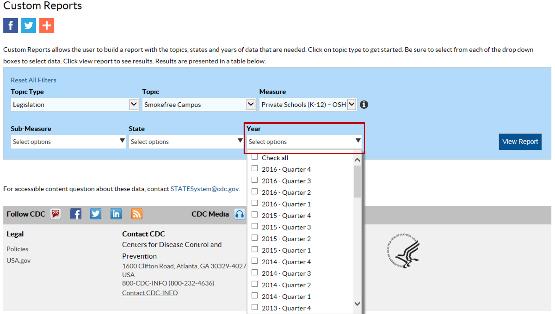 Viewing a report in Custom Reports