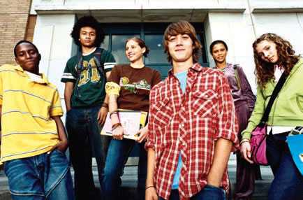 Teens on steps