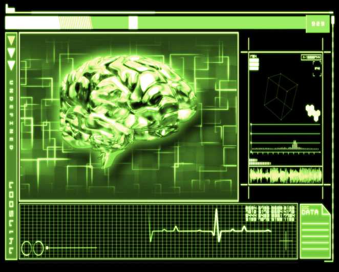 Image of a brain and data graphs.