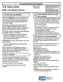 Td (Tetanus, Diphtheria) VIS