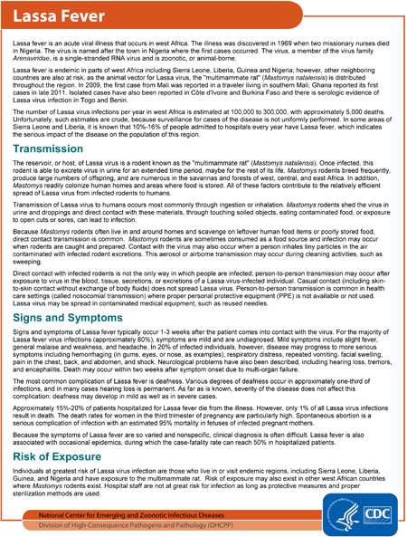 Factsheet: Lassa Fever