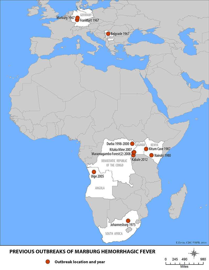 Marburg HF Outbreak Distribution Map