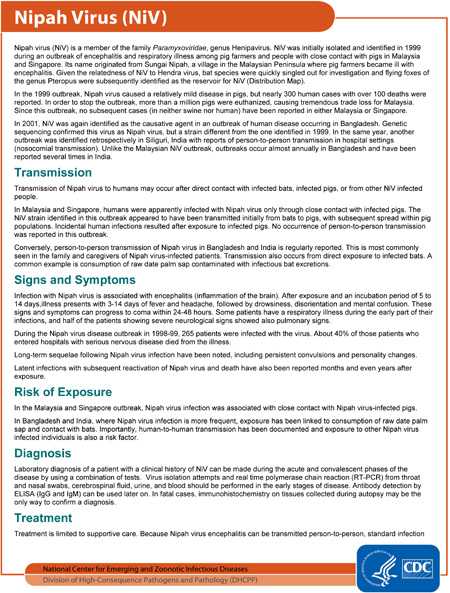 Factsheet: Nipah Virus (NiV)