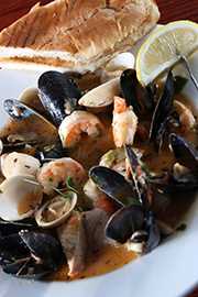 Bowl of shellfish - mussells shrimp