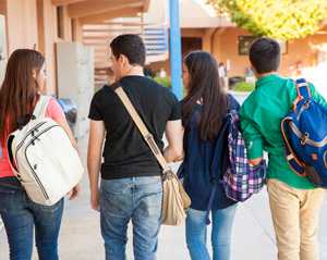 group of teenagers at school