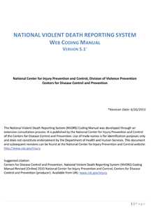 National Violent Death Reporting System Coding Manual