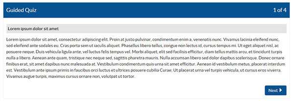 Screenshot of an example guided quiz.