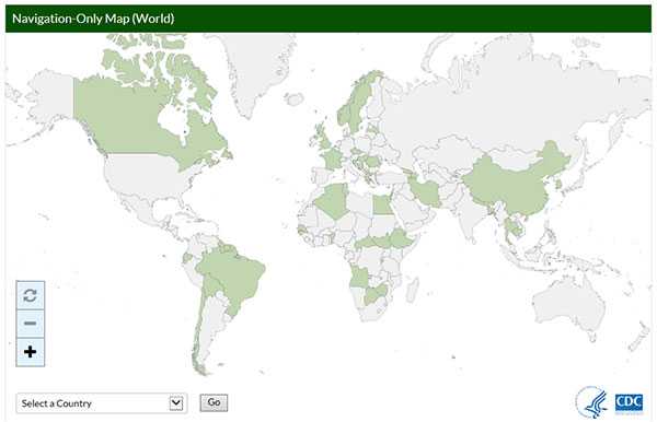 Screenshot of navigation map (world) used on an example web page.