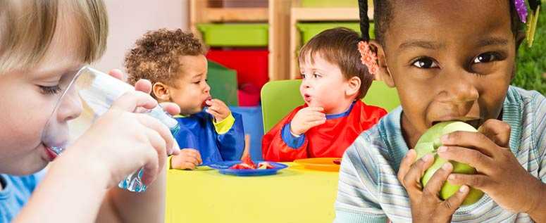 Children enjoying healthy foods