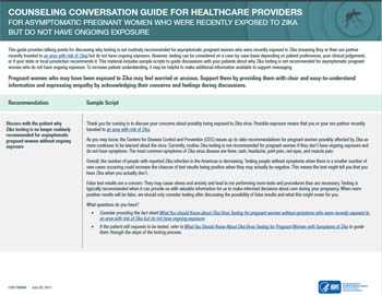 Clinician Guide: For asymptomatic pregnant women without ongoing exposure to Zika thumbnail